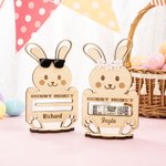 Personalized Cute Bunny Wooden Money Holder with Name Easter Basket Stuffers Home Decor Birthday Gift for Boys Girls
