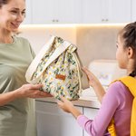 Personalized Embroidered Daisy Drawstring Lunch Bag with Engraved Name and Pockets Birthday Back to School Picnic Gift for Women Kids