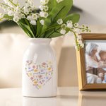 Personalized Colorful Heart Birth Flower Word Cloud Ceramic Flower Vase with 1-15 Names Birthday Mother's Day Gift for Mom Grandma Family