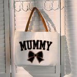 Gepersonaliseerde luipaardstrik Canvas boodschappentas met titel en leren handvat Moederdag Verjaardag Waardering Cadeau voor mama Oma Vrouwen