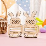 Personalized Cute Bunny Wooden Money Holder with Name Easter Basket Stuffers Home Decor Birthday Gift for Boys Girls