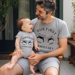 Gepersonaliseerde Game Console Set Bijpassend Papa en Baby Overhemd Onze Eerste Vaderdag Dagelijkse Vrijetijdskleding Cadeau voor Vader Nieuwe Vader