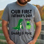 Personalized Green Dinosaur Father and Baby Cute Set Matching Set Shirt Father New Dad Gift Our First Father's Day