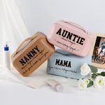 Stampa leopardata personalizzata 1-12 nomi Borsa per il trucco in pelle PU Accessori da viaggio Regalo di compleanno per la festa della mamma per lei