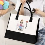 Personalizzato Cartoon Cucire Personaggio Nascita Fiore Grande Tote Bag con Nome Uso Quotidiano Regalo di Compleanno per Amante Cucito Fashion Designer