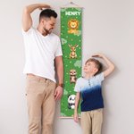 Personalized Stars Clouds Cute Zebra Tiger Forest Animals Hanging Growth Chart with Name Nursery Room Decor Birthday Christmas Gift for Boys Girls