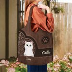 Personalised Vintage Cartoon Dog Cat Double Sided Print Large Tote Bag with 1-6 Names Anniversary Birthday Gift for Pet Owners
