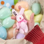 Personalized Cute Tiny Plush Pocket Hug Bunny Stuffed Companion Toy with Name Card Easter Basket Stuffers Holiday Easter Birthday Gift for Kids