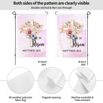 Personalized He is Risen Watercolor Cross 1-5 Birth Flowers Garden Flag with Text Yard Porch Decor Easter Holiday Religious Gift for Family Christian