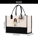 Personalizzato Cartoon Cucire Personaggio Nascita Fiore Grande Tote Bag con Nome Uso Quotidiano Regalo di Compleanno per Amante Cucito Fashion Designer