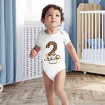 Gepersonaliseerd Cartoon Jungle Dieren Luipaard Nummer 100% Katoen Kid T-shirt Baby Bodysuit met Naam Verjaardag Kinderdag Cadeau voor Kinderen