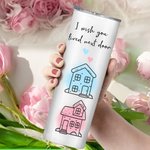 Personalised I Wish You Lived Next Door State Map Names 20 oz Skinny Tumbler with Lid and Straw Travel Accessory Long Distance Gift for Friend Family