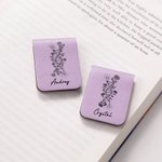 Henkilökohtainen Line DNA Birth Flower Magneettinen nahkainen kirjanmerkki Clip nimi lukeminen paperitarvikkeet tarvikkeet syntymäpäivälahja kirjanpainajat lukijat