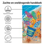 Gepersonaliseerde Oma's Beach Buddies Slippers Super Absorberende Sneldrogende Zachte Strandhanddoek met Namen Reizen Essentieel Verjaardagscadeau voo