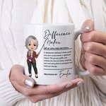 Personalized Difference Maker Cartoon Teaching Character 11 oz 15 oz Ceramic Mug with Name Teacher's Day Back to School Appreciation Gift for Teachers