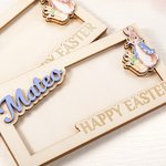 Personalisierte Frohe Ostern hölzerne Peter Rabbit Geld Halter mit Namen Korb Stuffers Urlaub Ostern Party Favors Geschenk für Kinder Familie