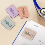 Henkilökohtainen Line DNA Birth Flower Magneettinen nahkainen kirjanmerkki Clip nimi lukeminen paperitarvikkeet tarvikkeet syntymäpäivälahja kirjanpainajat lukijat