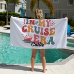 Personalized In My Cruise Era Oversized Beach Towel with Name Super Absorbent Cruise Travel Summer Vacation Birthday Gift for Family Friends