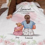 Personalized Watercolor Carnation Mother and 1-3 Children Cartoon Character Soft Blanket with Names Home Decor Mother's Day Birthday Gift for Mom