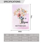 Personalized He is Risen Watercolor Cross 1-5 Birth Flowers Garden Flag with Text Yard Porch Decor Easter Holiday Religious Gift for Family Christian