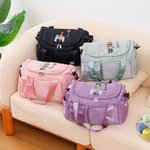 Personalised Cartoon Designer Character Multi-compartment Birth Flower Weekend Bag with Shoulder Strap Birthday Graduation Gift for Women Girls