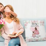 Funda de cojín personalizada de acuarela de flores para mamá y niño con nombres Decoración del hogar Cumpleaños Día de la madre Regalo para mamá
