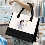 Personalizzato Cartoon Cucire Personaggio Nascita Fiore Grande Tote Bag con Nome Uso Quotidiano Regalo di Compleanno per Amante Cucito Fashion Designer