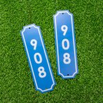 Personlig vattentät reflekterande aluminium adressskylt plakett med dörrnummer uppsättning av 2 inflyttningspresent för familj granne