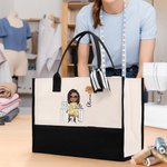 Personalizzato Cartoon Cucire Personaggio Nascita Fiore Grande Tote Bag con Nome Uso Quotidiano Regalo di Compleanno per Amante Cucito Fashion Designer