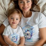 T-shirt Onesie de Bébé 100% Coton Personnalisé avec Nom Ensemble Assorti Cadeau de Fête des Mères pour Nouveau-né et Nouvelle Maman