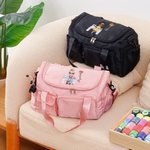 Personalised Cartoon Designer Character Multi-compartment Birth Flower Weekend Bag with Shoulder Strap Birthday Graduation Gift for Women Girls