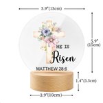 Personalized He Is Risen Cross 1-5 Birth Flowers LED Night Light with Text and Wooden Base Home Decor Easter Gift for Grandma Mom Kids