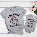 T-shirt Onesie de Bébé 100% Coton Personnalisé avec Nom Ensemble Assorti Cadeau de Fête des Mères pour Nouveau-né et Nouvelle Maman