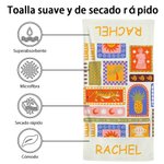 Toalla de playa de secado rápido con nombre Flores de coco personalizadas Regalo de cumpleaños esencial para niños Familia Amigos