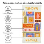 Asciugamano da spiaggia personalizzato con nome e fiori estivi ad asciugatura rapida regalo di compleanno essenziale per bambini famiglia e amici