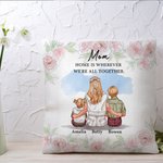 Funda de cojín personalizada de acuarela de flores para mamá y niño con nombres Decoración del hogar Cumpleaños Día de la madre Regalo para mamá