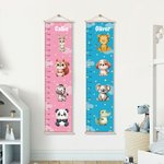 Personalized Stars Clouds Cute Zebra Tiger Forest Animals Hanging Growth Chart with Name Nursery Room Decor Birthday Christmas Gift for Boys Girls