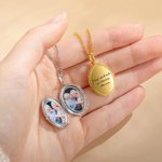 Personalisierte Ovale Medaillon-Halskette mit 2 Fotos und Text Gravur Muttertag Geburtstag Zeitloses Schmuck Geschenk für Damen