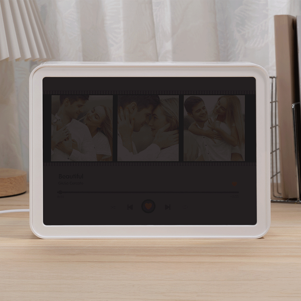 Henkilökohtainen musiikkisoitin Photo Design LED valokuvakehys peili nimi ja teksti vuosipäivä syntymäpäivä loma lahja pariskunnille perheen ystävät