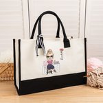 Personalizzato Cartoon Cucire Personaggio Nascita Fiore Grande Tote Bag con Nome Uso Quotidiano Regalo di Compleanno per Amante Cucito Fashion Designer
