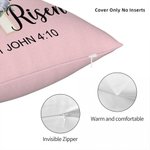 Personalised He Is Risen Bible Verse 1-5 Birth Flowers Soft Throw Pillow Cover with Text Home Decor Religious Easter Gift for Women Christians