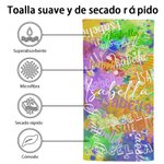 Personalizada Arte Tie-dye Graffiti Nombre Nube Secado rápido De gran tamaño Microfibra Toalla de playa Vacaciones Viajes Esencial Cumpleaños Regalo para la familia Amigos