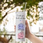 Personalised I Wish You Lived Next Door State Map Names 20 oz Skinny Tumbler with Lid and Straw Travel Accessory Long Distance Gift for Friend Family