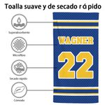Toalla de playa personalizada de gran tamaño con nombre y número esencial para la playa regalo de cumpleaños para los amantes del deporte