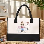 Personalizzato Cartoon Cucire Personaggio Nascita Fiore Grande Tote Bag con Nome Uso Quotidiano Regalo di Compleanno per Amante Cucito Fashion Designer