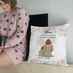 Funda de cojín personalizada de acuarela de flores para mamá y niño con nombres Decoración del hogar Cumpleaños Día de la madre Regalo para mamá