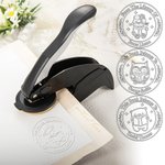 Personalized Cute Animals Design Embossing Stamp Hand-held Black Embosser with Name and Storage Bag Birthday Book Club Gift for Bookworms Kids