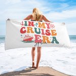 Personalized In My Cruise Era Oversized Beach Towel with Name Super Absorbent Cruise Travel Summer Vacation Birthday Gift for Family Friends