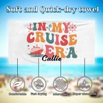 Personalized In My Cruise Era Oversized Beach Towel with Name Super Absorbent Cruise Travel Summer Vacation Birthday Gift for Family Friends