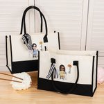 Personalizzato Cartoon Cucire Personaggio Nascita Fiore Grande Tote Bag con Nome Uso Quotidiano Regalo di Compleanno per Amante Cucito Fashion Designer